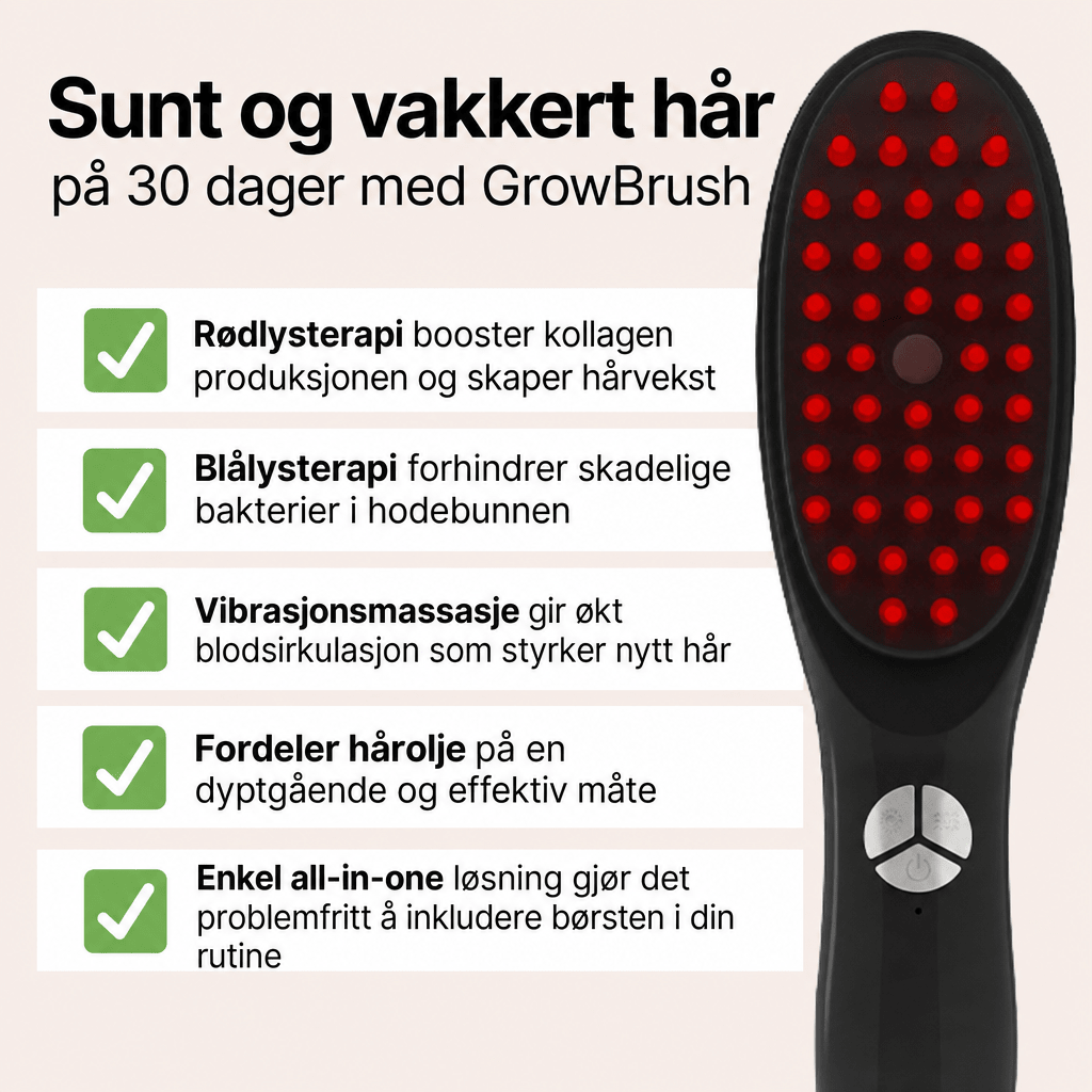 GrowBrush – 4 - i - 1 Terapeutisk Hårbørste - AVABeauty.no